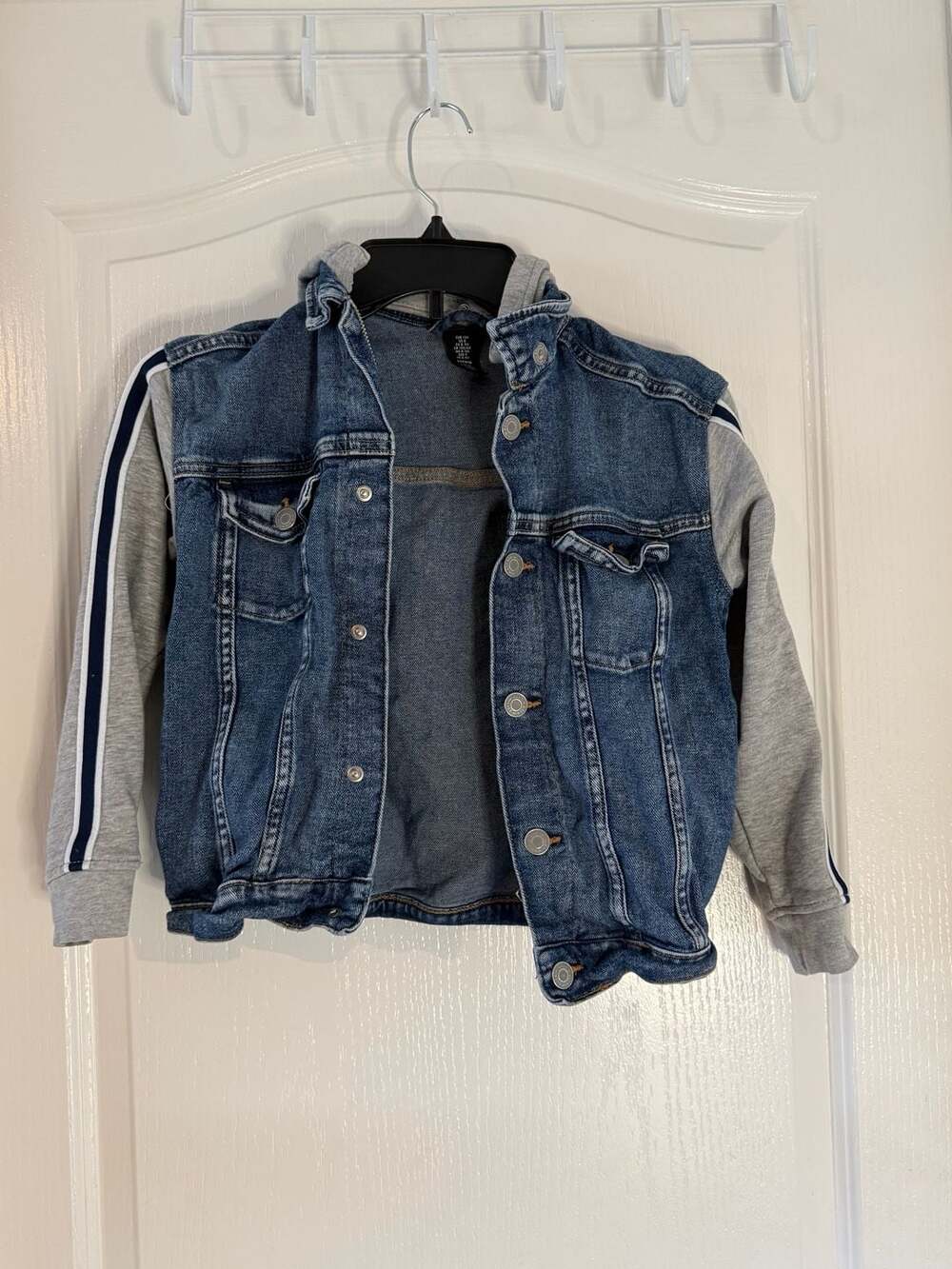 &DENIM Boys' Denim Hooded Jacket with Fleece Sleeves